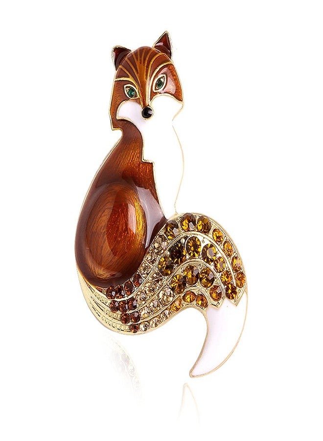 GUAFEIH Cute Animal Enamel Fox Brooch Pins Accessory for Backpacks Badges Hats Bags for Women Girls Kids (Brown) - Image 1